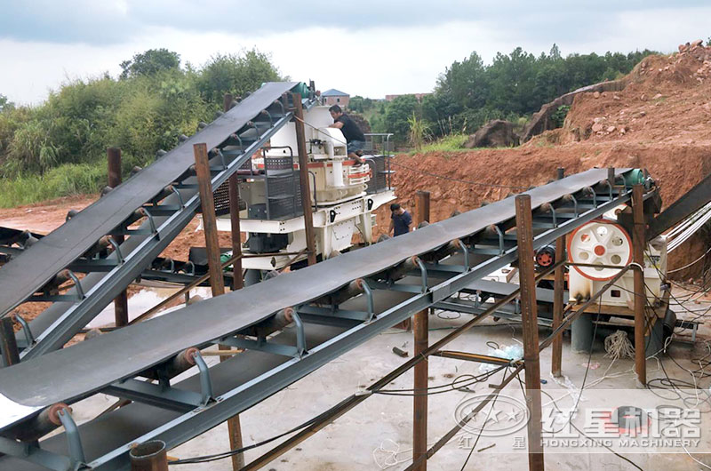 細(xì)鄂破機(jī)+沖擊式破碎機(jī)，破碎花崗巖